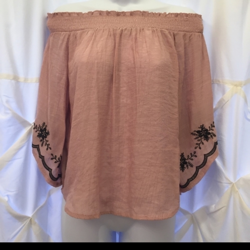 Blu Pepper‎ Embroidered Off Shoulder Blouse